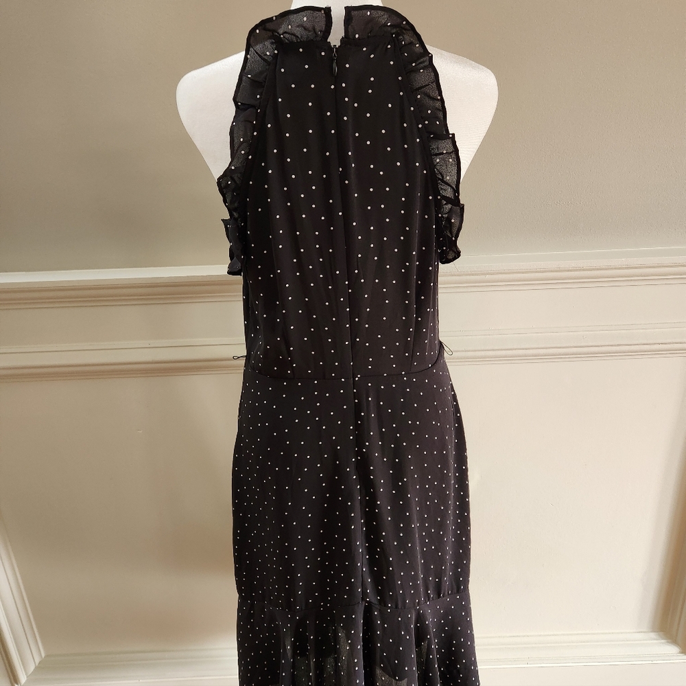 Who What Wear Black Halter Asymmetrical Dress with White Dots - Sm - Picture 3 of 8
